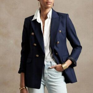 Banana Republic Navy Blue Captain's Blazer Double Breasted Gold Buttons size 12